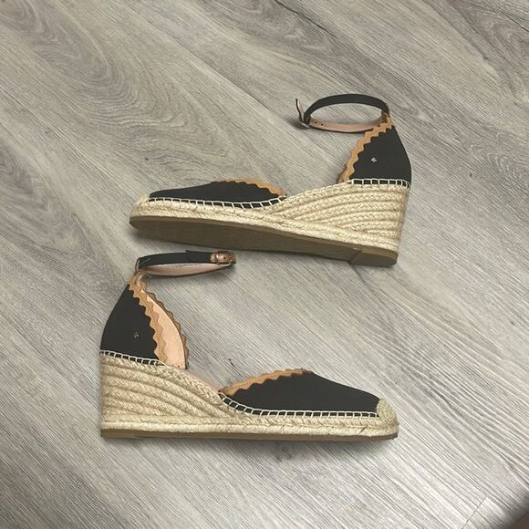 Kate Spade Thea‎ wedges Black Canvas NEW - Picture 1 of 9